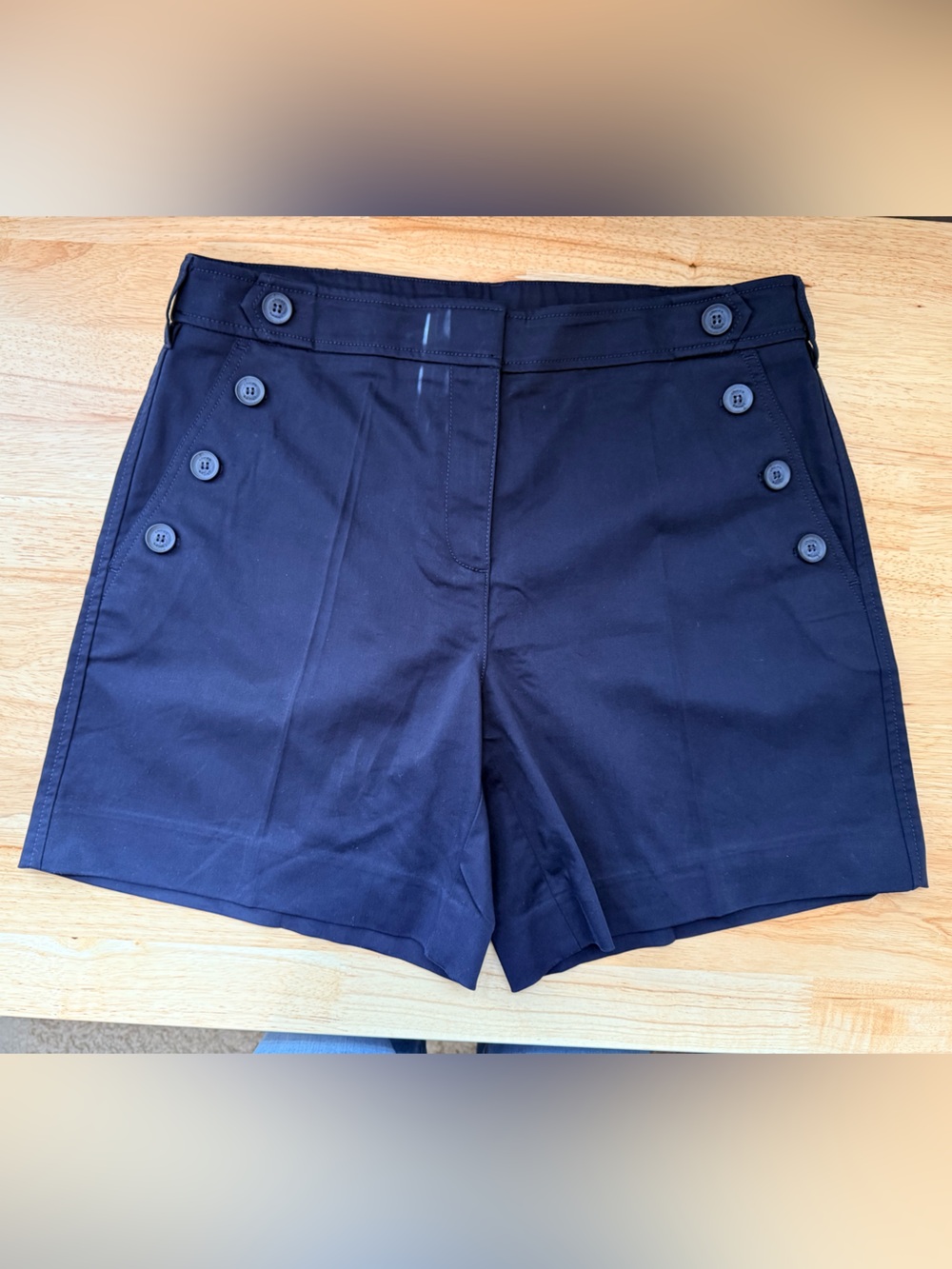 Chico's Navy High-Waist Sailor Button Shorts